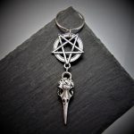 New Gothic Bird Skull Keychain Crow Skull & Pentagram