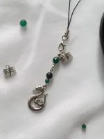 Handmade Slytherin Phone Charm with Beads and Logo