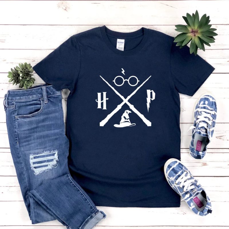 Wizard Hat and Magic Wand Graphic Casual T-Shirt - Image 3