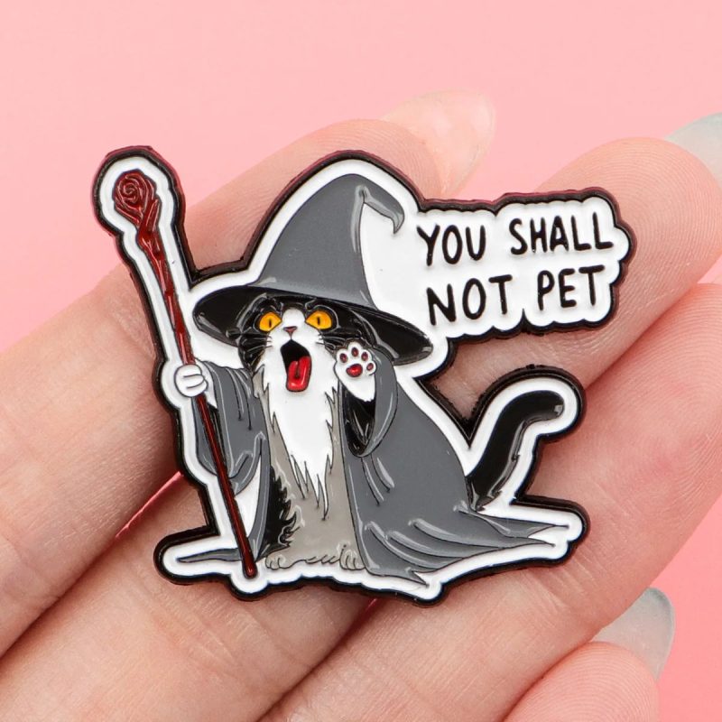 Cute Wizard Cat Enamel Pin – Funny Witch Badge - Image 4