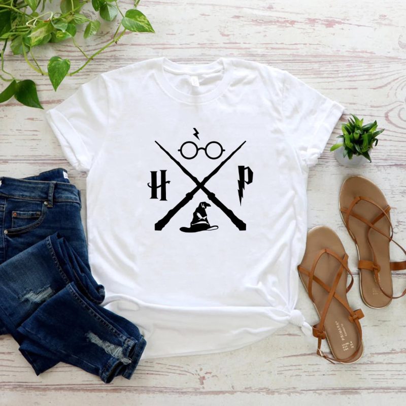 Wizard Hat and Magic Wand Graphic Casual T-Shirt - Image 4