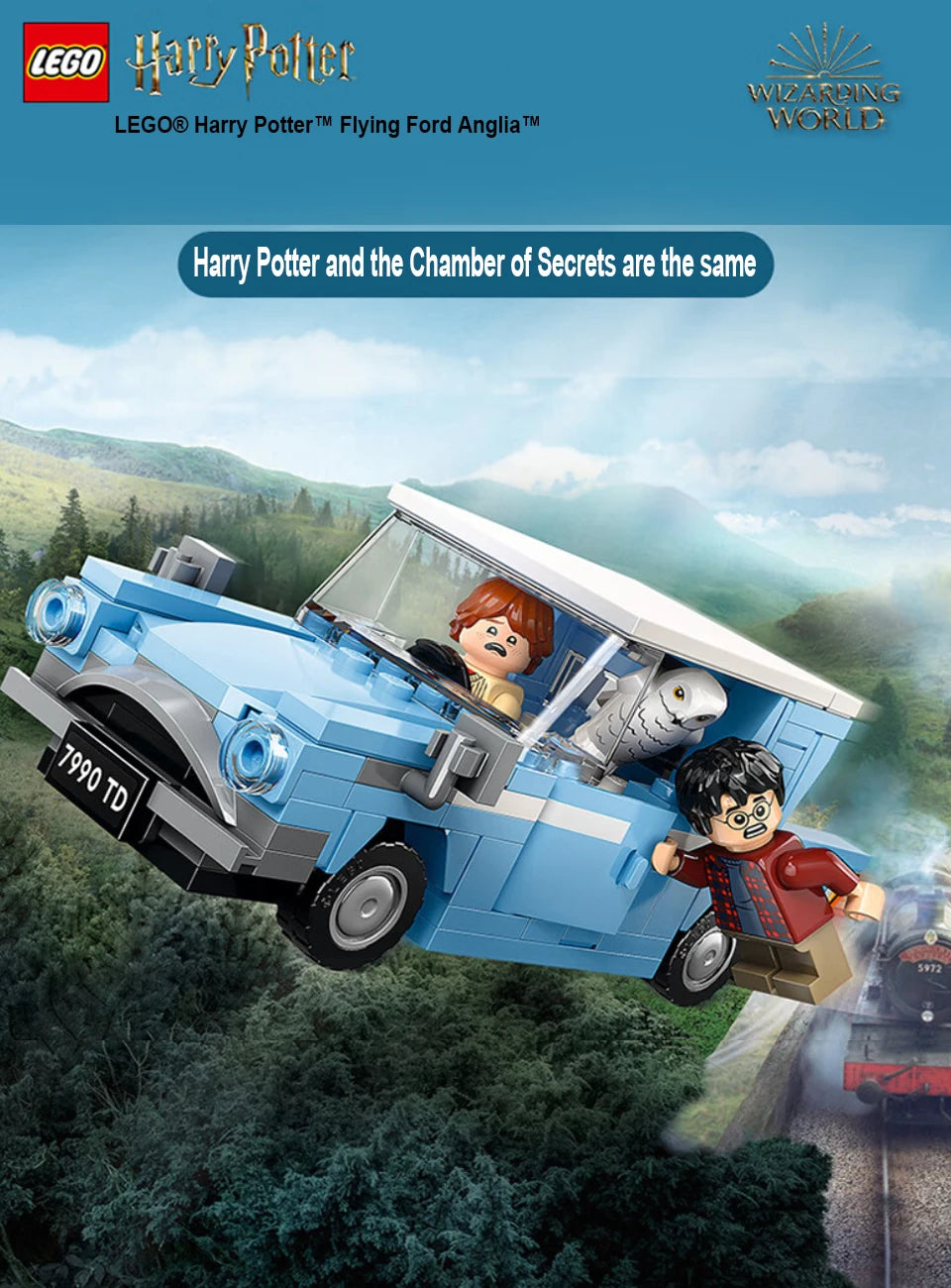 Harry Potter Flying Ford Anglia Buildable Car Toy with 2 Minifigures - Image 6