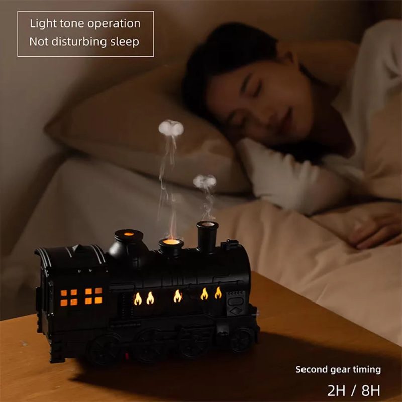 Retro Train Style Air Humidifier with LED Light and Mist - Image 3