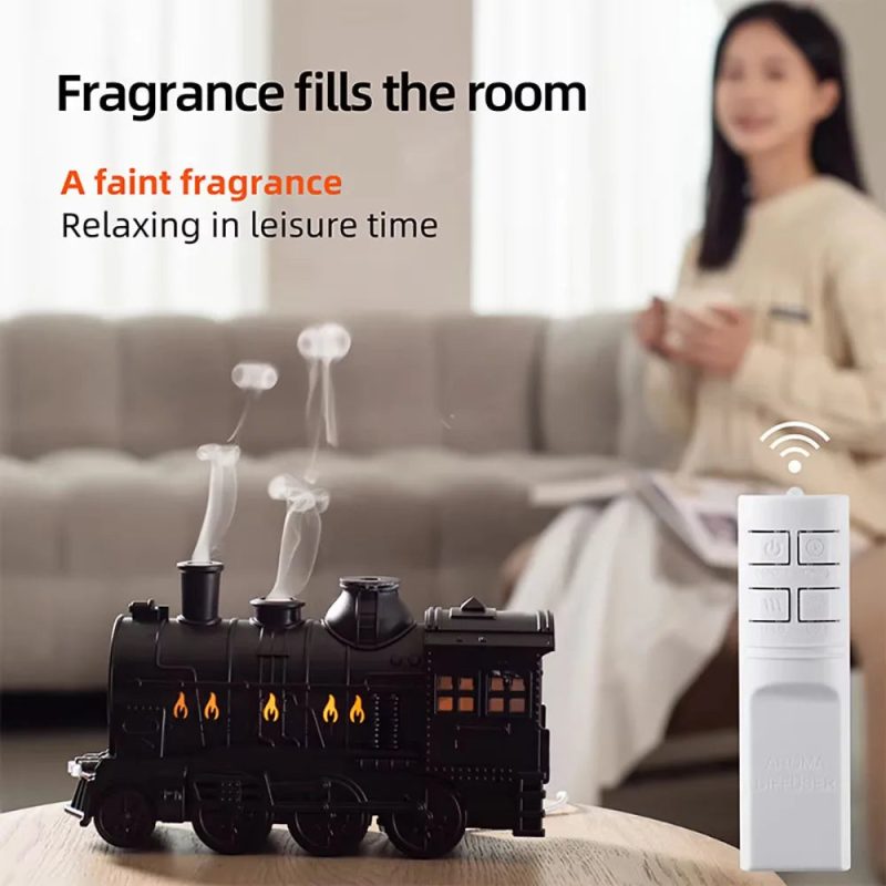 Retro Train Style Air Humidifier with LED Light and Mist - Image 2
