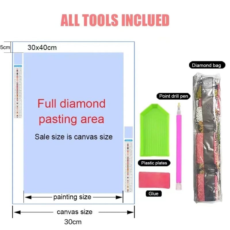 Red Cartoon Mosaic 5D Embroidery Diamond Painting Kit - Image 5