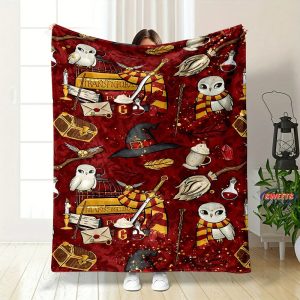 Soft Flannel Magic Hat Pattern Cozy Throw Blanket