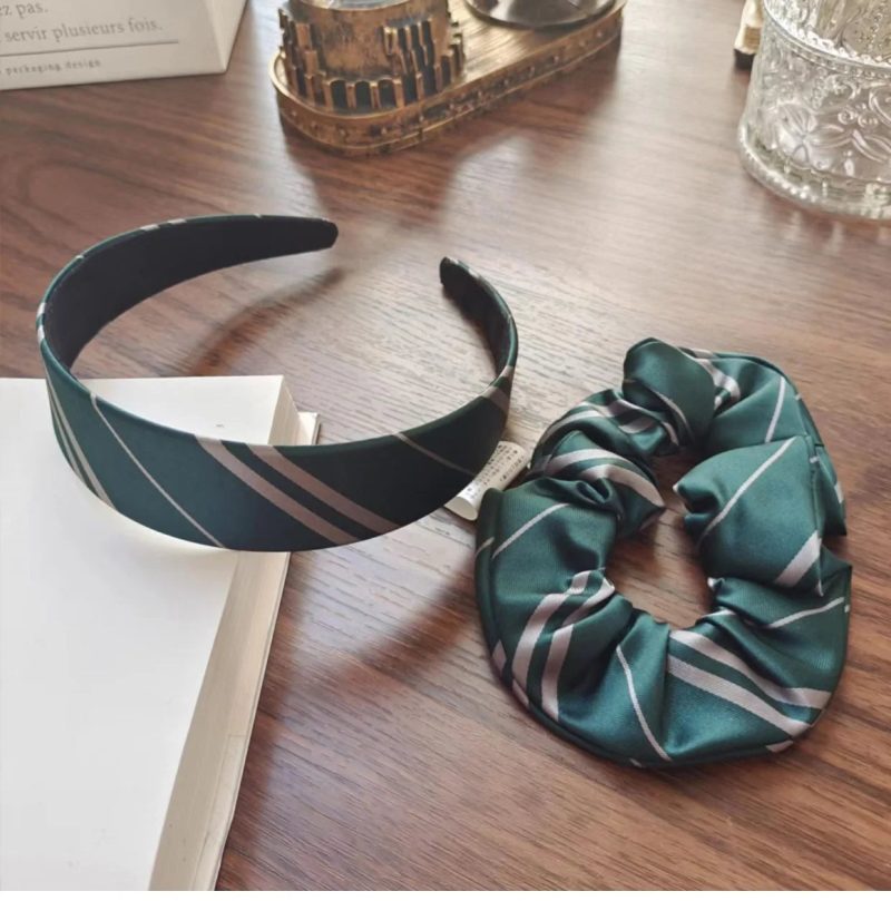 Wizard Magic Stripe School Slytherin Hair Tie Scrunchie - Image 3
