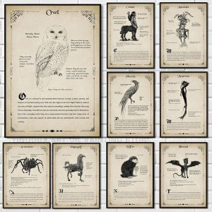 Retro Wizard World Magical Creatures Wall Art Poster